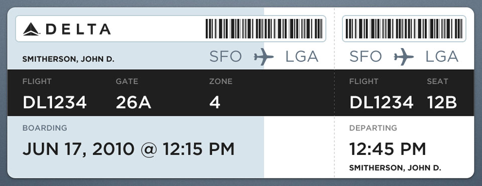 A calmer Delta pass with barcodes moved to the top edge and small record locators